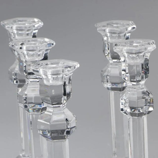 1980s Val St Lambert Gardenia Signed Crystal Candlestick For Sale - Image 5 of 7