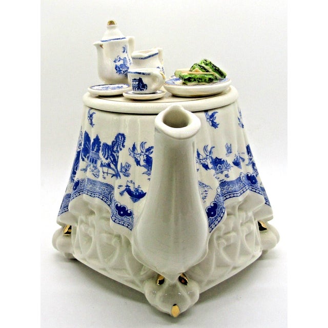 1990s Paul Cardew Blue Willow Tea Table Teapot, Limited Edition