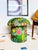 Mid-Century Modern Mushroom Ottoman in Green Garden Hand Block Printed Fabric For Sale - Image 3 of 11