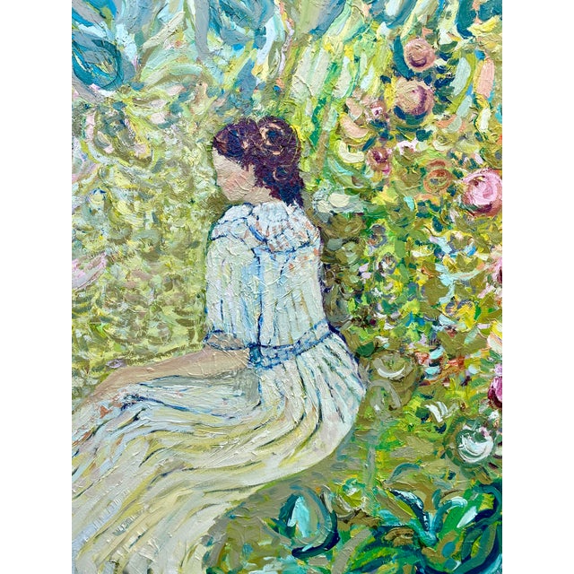 Contemporary Moonlit Garden by Francesca Owen. Large Figurative Impressionist Oil Painting For Sale - Image 3 of 5