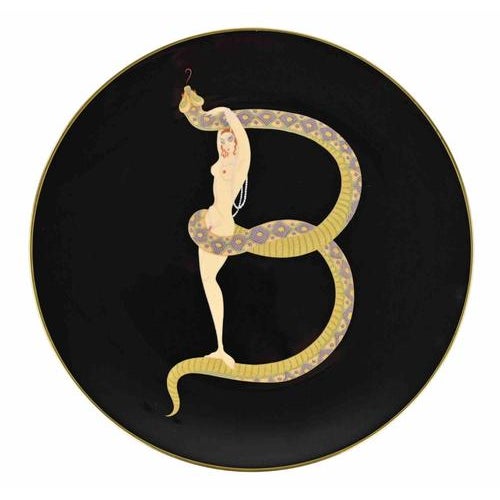 1980s C Plate The Alphabet Ceramic Plate After Erté, 1986 For Sale - Image 5 of 5