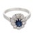 Contemporary Vintage Sapphire Diamond 14k White Gold Cluster Ring, Size 7.5 For Sale - Image 3 of 5
