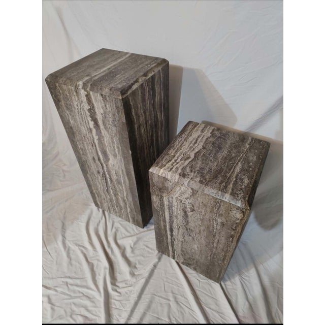 2020s Stunning Pair of Travertine Pedestals For Sale - Image 5 of 9