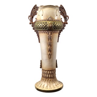 Large Austrian Art Nouveau Pottery Vase, 1890s For Sale