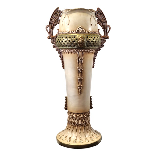 Large Austrian Art Nouveau Pottery Vase, 1890s For Sale