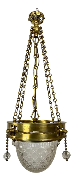 Vienna Secession Brass Hanging Lamp attributed Kolo Moser, 1890s