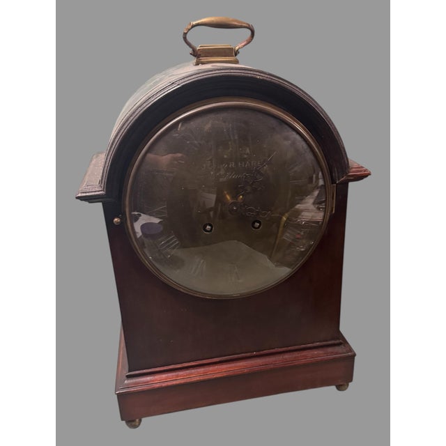 Antique 15" Mahogany Bracket Clock Brass Dial Marked Hare Baltimore For Sale - Image 12 of 12