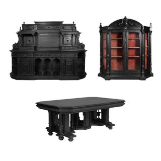 Ebonized Carved Palladian Walnut Highboard, 1750s For Sale