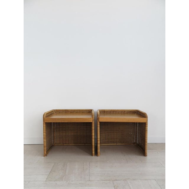 Italian Rattan Bedside Tables, 1950s, Set of 2 For Sale - Image 14 of 14