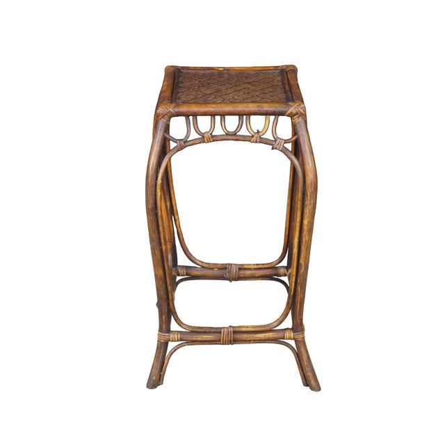 Mid-Century Modern Mid-Century Modern Bentwood Woven Rattan Pedestal Table Sculpture Stand Boho 24" For Sale - Image 3 of 17