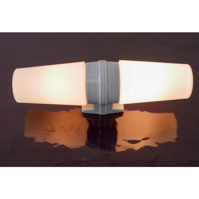 Glass Large Mid-Century Modern Pale Grey Bathroom Sconce by Sigvard Bernadotte For Sale - Image 7 of 18