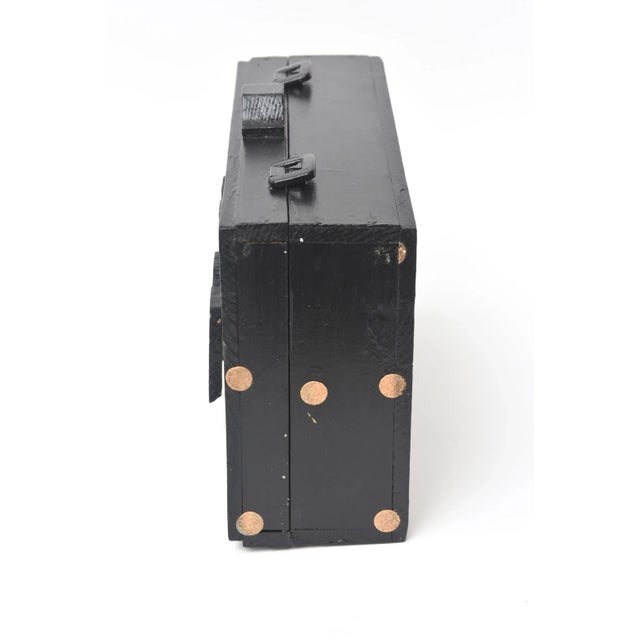90's Louise Nevelson Style Dimensional Black Wood Assemblage Box Sculpture SIgned For Sale - Image 9 of 13