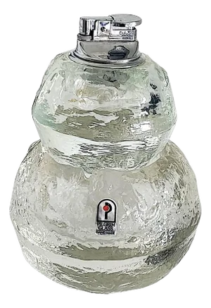1960s Pilgrim Glass Snowball Ashtray and Table Lighter, 2 Piece Set