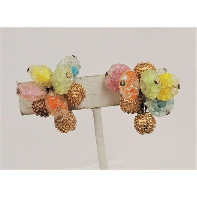 Gold Vintage 1960s Napier "Gum Drop" Colorful Clip Earrings - 2 Pieces For Sale - Image 8 of 9