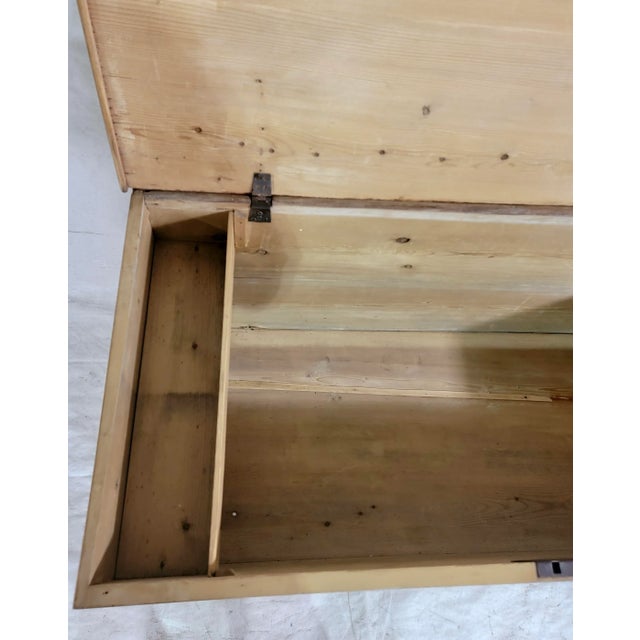 Victorian Antique Victorian Pine Blanket Chest on Bracket Feet With Original Hardware From England - Circa 1850 For Sale - Image 3 of 10