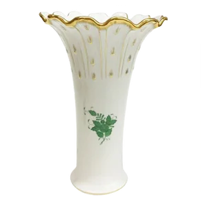 Large Chinese Bouquet Apponyi Green Porcelain Vase from Herend
