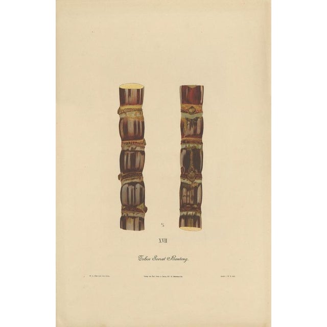 Antique sugarcane chromolithograph, teboe soerat banteng, java 1892 this large chromolithographic plate depicts a single...