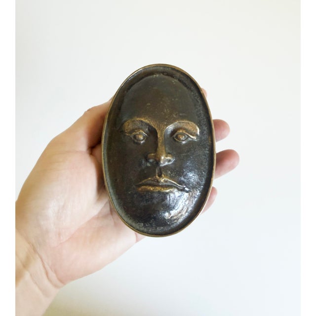 1980s Bronze Oval Box With Sculpted Face by Nelles Studio, 1989 For Sale - Image 5 of 10