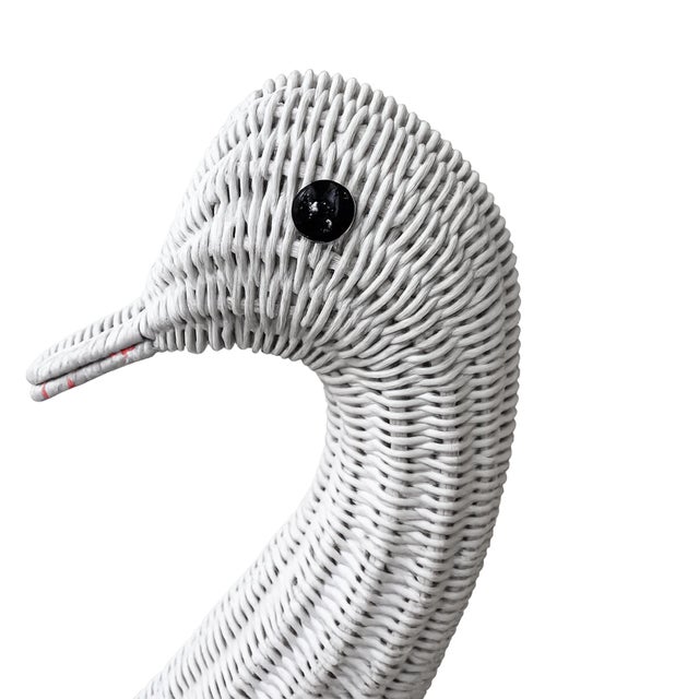Mid-Century Modern 1970s Monumental White Wicker Swan Basket or Planter, Palm Beach Style For Sale - Image 3 of 8