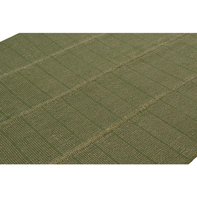 Rug & Kilim Rug & Kilim’s Contemporary Kilim in Green With Beige Accents For Sale - Image 4 of 7