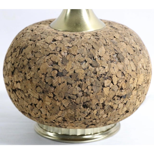 Wood Mid Century Cork Base Table Lamp by Laurel For Sale - Image 7 of 9