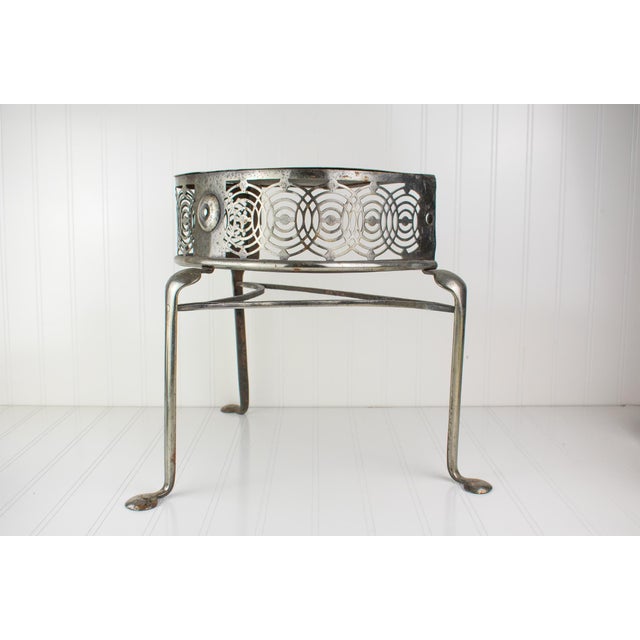 2000 - 2009 Early 2000s Artisan Industrial Steel Petite Side Table With Cutouts For Sale - Image 5 of 15