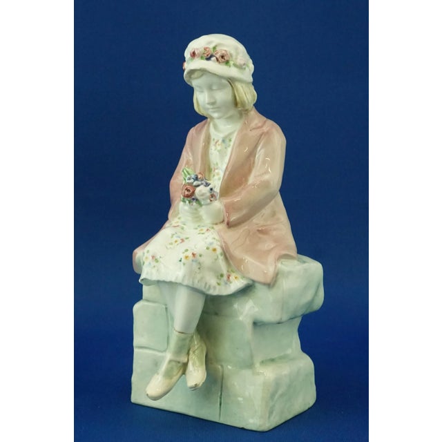 Beautiful sculpture in ceramic casting, polychrome, enameled and glazed with third-fire firing, depicting a loving little...