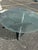 Fabulous modern tripod “Jax” pedestal dining table with 5 foot crackle top. In the style of Milo Baughman.