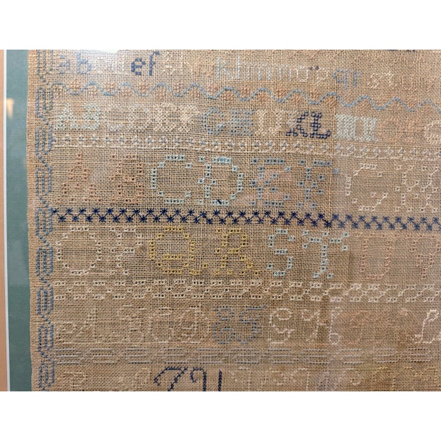 Large Antique Early 19th Century Handmade Embroidered Needlepoint Sampler Art For Sale - Image 10 of 16