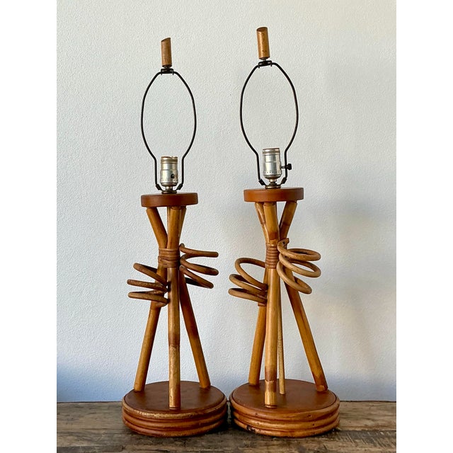 Vintage Twisted Rattan Lamps - A Pair For Sale - Image 12 of 12