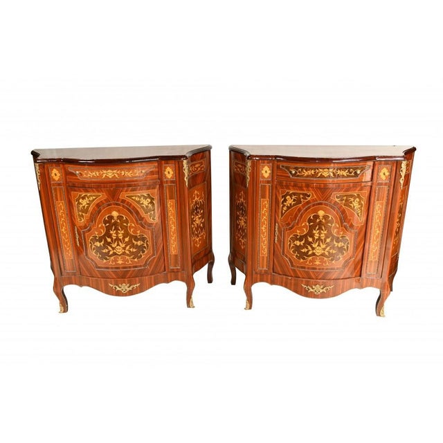 Traditional French Empire Marquetry Inlay Cabinets, Set of 2 For Sale - Image 3 of 12