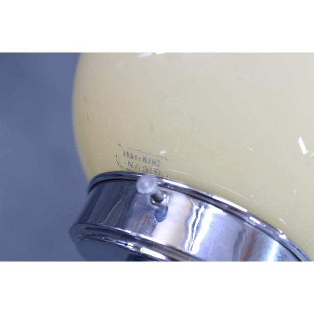 Vintage Art Deco Chrome Pendant Light with Champagne Opaline Glass Shades, 1930s For Sale - Image 12 of 16