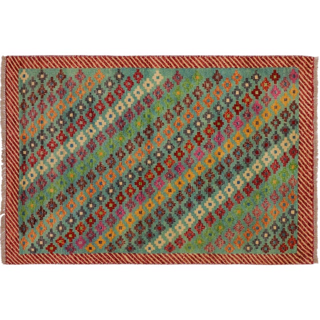 Eclectic Balochi Blue/Red Wool Rug - 3'4''x5'1'' For Sale - Image 10 of 11