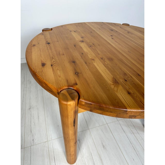 Vintage Round Extendable Pine Dining Table, 1980s For Sale - Image 4 of 10