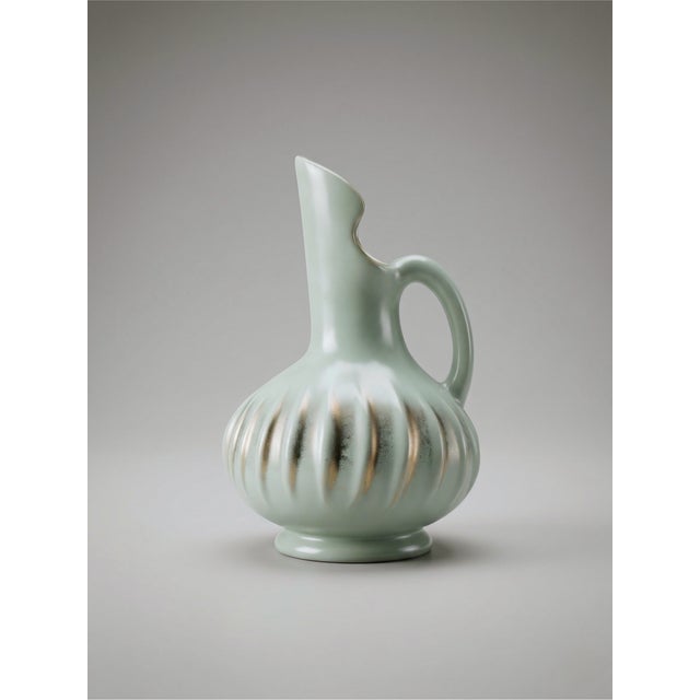 Iridescent Celadon Green Ceramic 9002 Vase by B. Letalle Saint-Clément, 1960s For Sale - Image 9 of 9