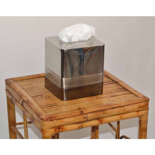 Alessi Vintage Stainless Steel Triune Boutique Box Paper Tissue Holder For Sale - Image 4 of 12