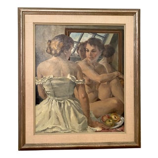 Rougemont, Large-Format Bathing Scene, 1920s-1940s, Oil on Canvas, Framed For Sale
