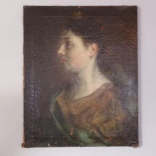 French Artist, Noblewoman, Oil Painting on Canvas, 1700 For Sale - Image 7 of 7
