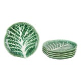 Vintage Faience Plates in the shape of Cabbage Leaves, 1960s, Set of 5 For Sale