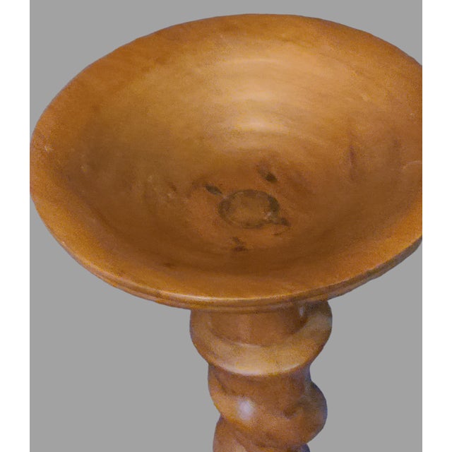 Victorian Antique Pair Wood Barley Twist Pedestal Plant Candle Stands For Sale - Image 3 of 12