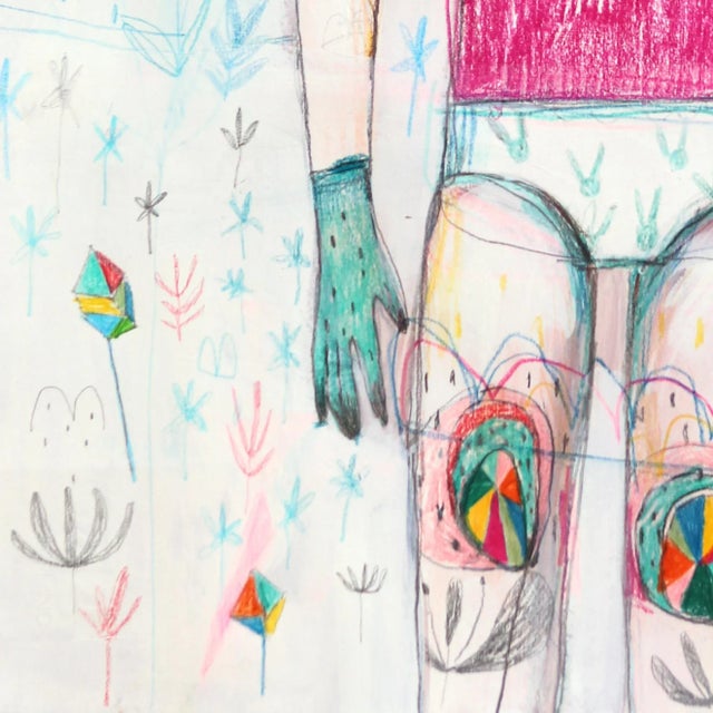 Paint Flowers Colored Crystals and Awareness - Whimsical Figurative Original Artwork by Silvia Pavarini For Sale - Image 7 of 8