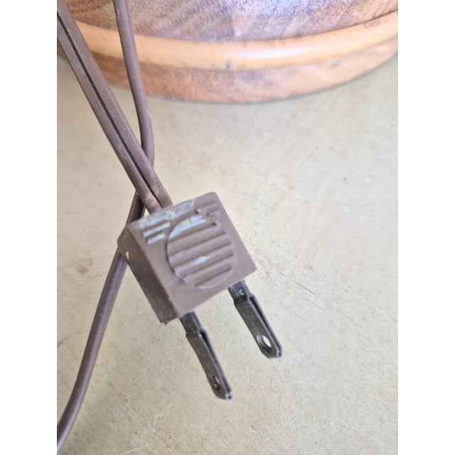 Vintage Mid Century Boho Chic Rattan Lamp With Rawhide Whipstitch Shade 1940's Large Cabin Old Florida Cottage Boho For Sale In Orlando - Image 6 of 11