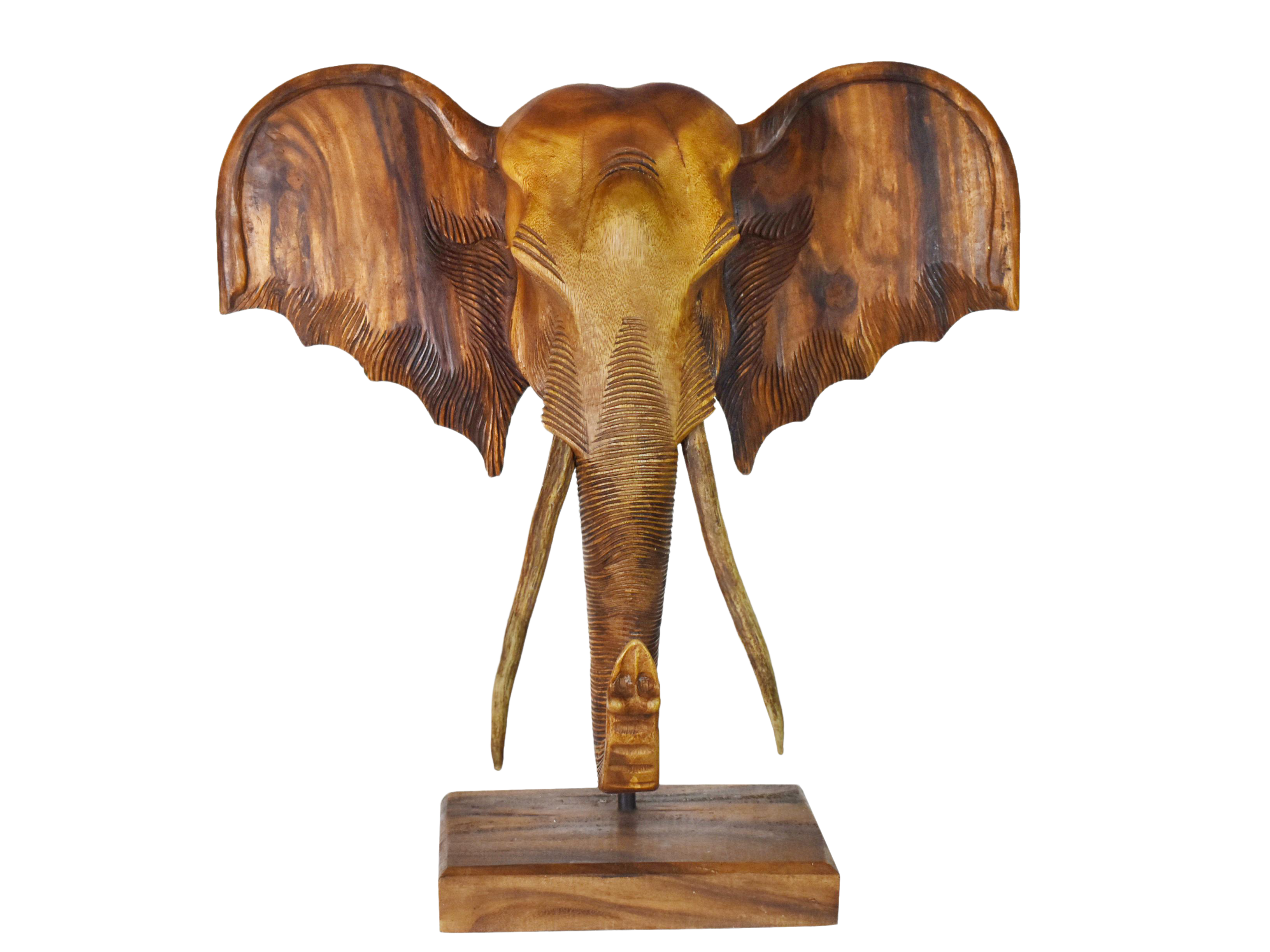 hand carved wooden elephant