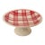 Vintage French Modern Raspberry Tartan Plaid Pedestal Cake Stand by Faïencerie Givors For Sale