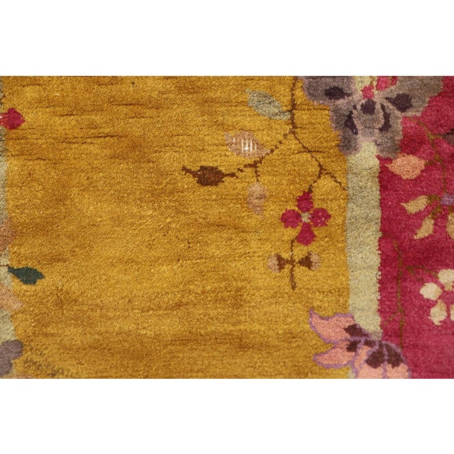 1930s Chinese Art Deco Hand-Knotted Red & Golden Wool Rug For Sale - Image 9 of 9