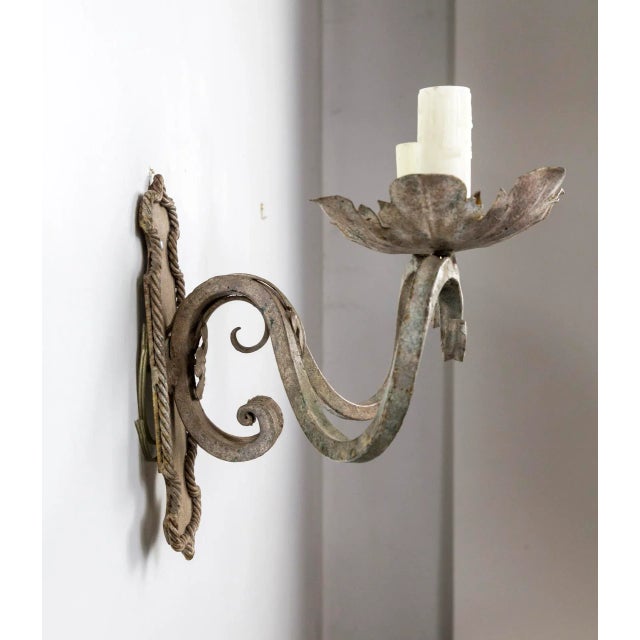 1990s Painted Scroll Arm Sconces - a Pair For Sale In San Francisco - Image 6 of 9