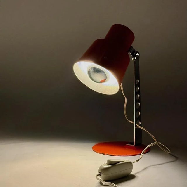 Vintage Italian Targetti Sankey Orange Desk Lamp, 1970s For Sale - Image 10 of 11