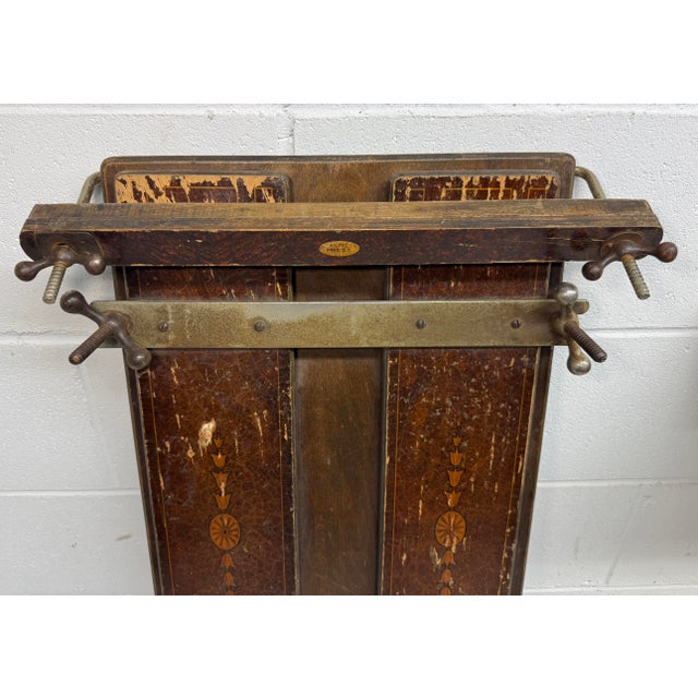 Antique 19th Century Acme Pants Trouser Stretcher Rack Press Wood Steel Iron For Sale - Image 12 of 13