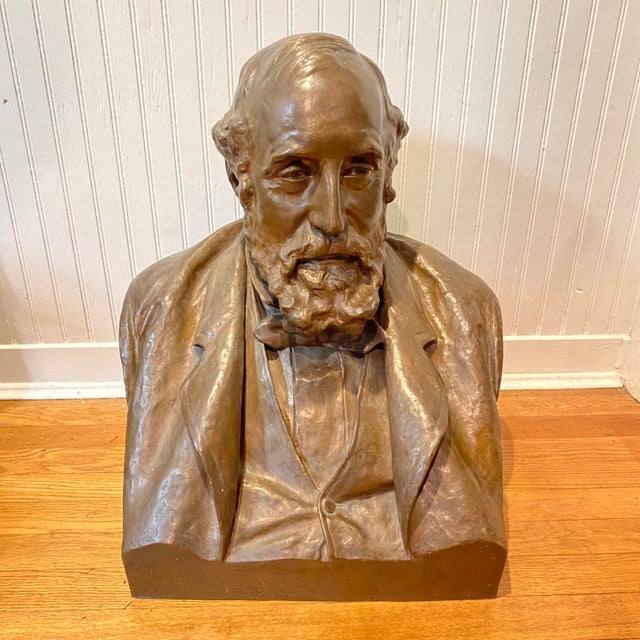 This stately Victorian era bronze bust was created by American sculptor Olin Levi Warner (1844-1896). It honors a rather...
