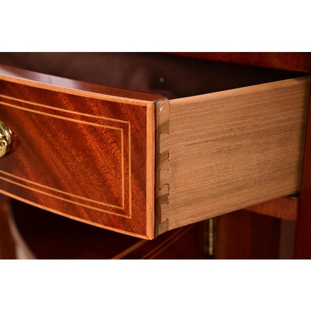 Wood Kindel Furniture Federal Inlaid Flame Mahogany Bow Front Sideboard Credenza For Sale - Image 7 of 16